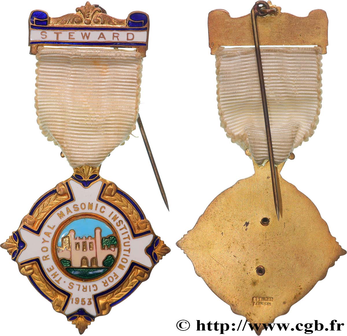 FRANC - MAÇONNERIE Médaille, Steward, Royal Masonic SUP
