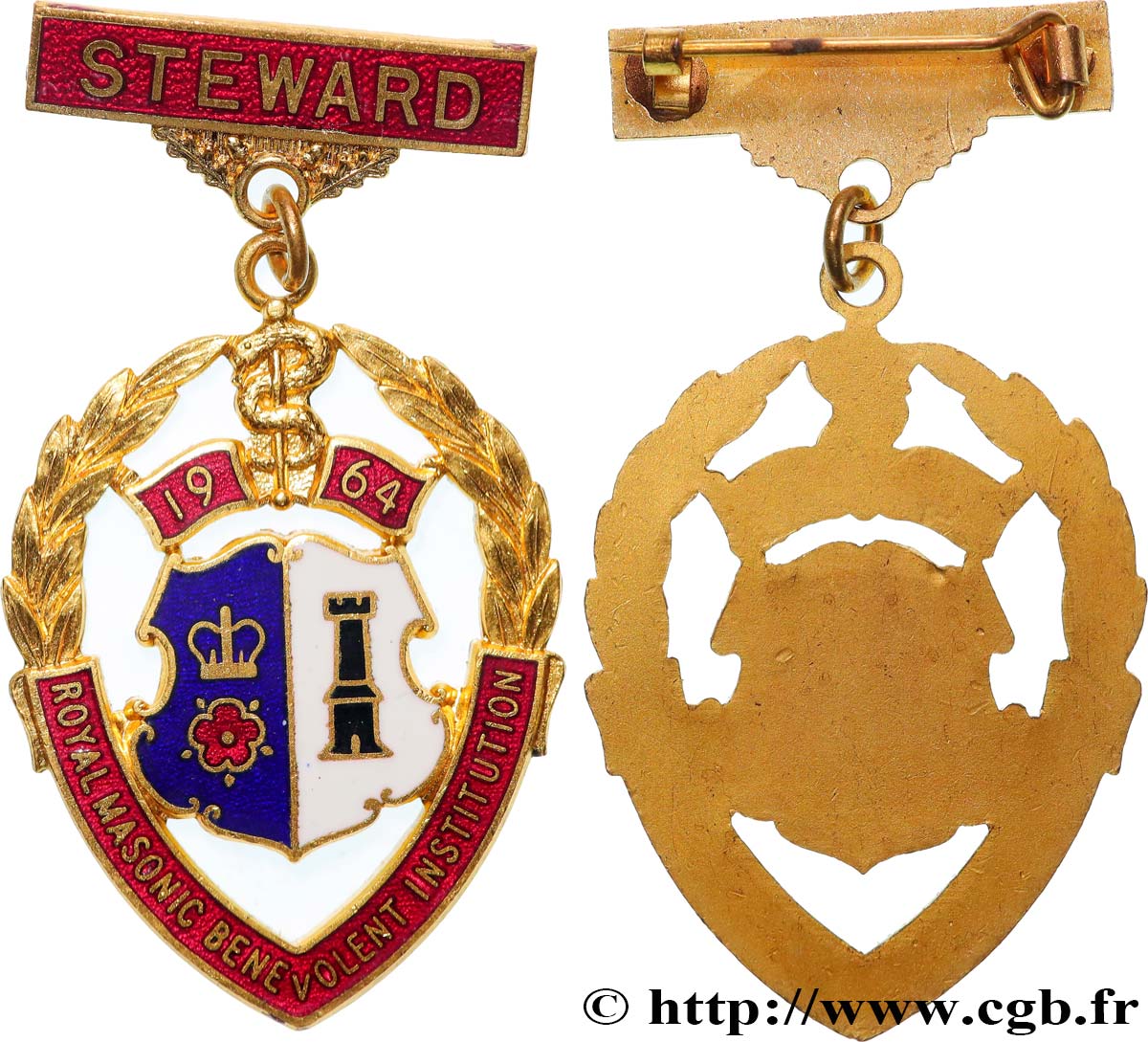 FRANC - MAÇONNERIE Médaille, Steward, Royal masonic SUP