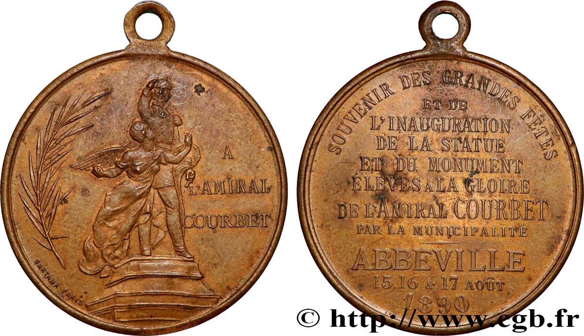 III REPUBLIC Médaille, Inauguration de la statue de l’amiral Courbet XF