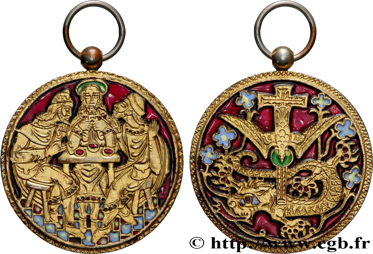 MÉDAILLES RELIGIEUSES Médaille, Repas avec le Christ, Pèlerins d’Emmaüs EBC