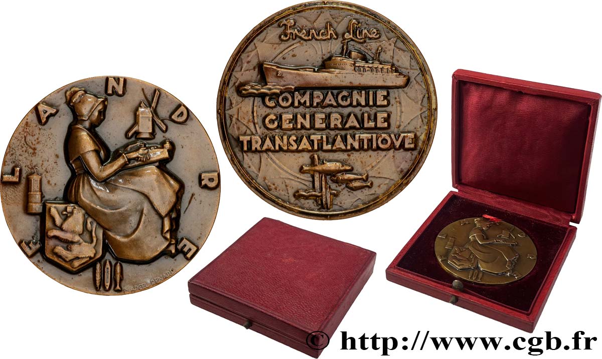 III REPUBLIC Médaille, Paquebot Flandre AU