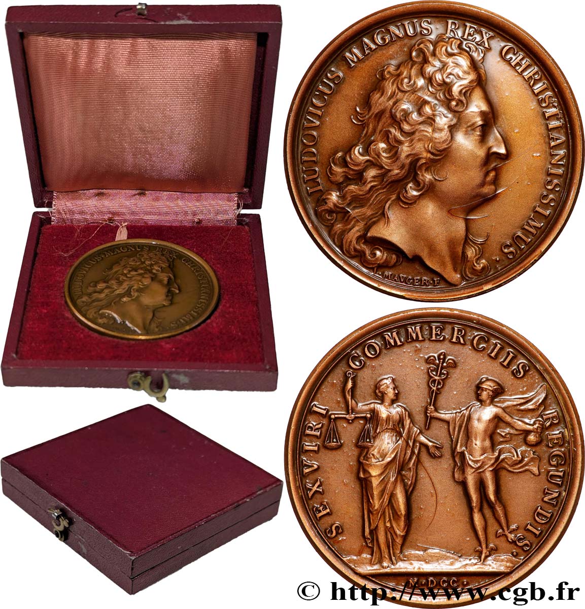 LOUIS XIV  THE SUN KING  Médaille, Chambre de commerce, Chambre de commerce de Dunkerque AU