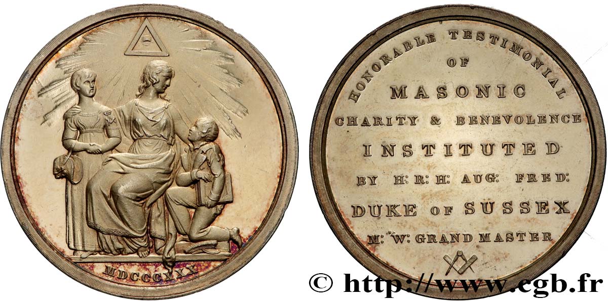 FRANC - MAÇONNERIE Duke of Sussex,Grand Master 
Charity & Benevolence Instituted.  SUP
