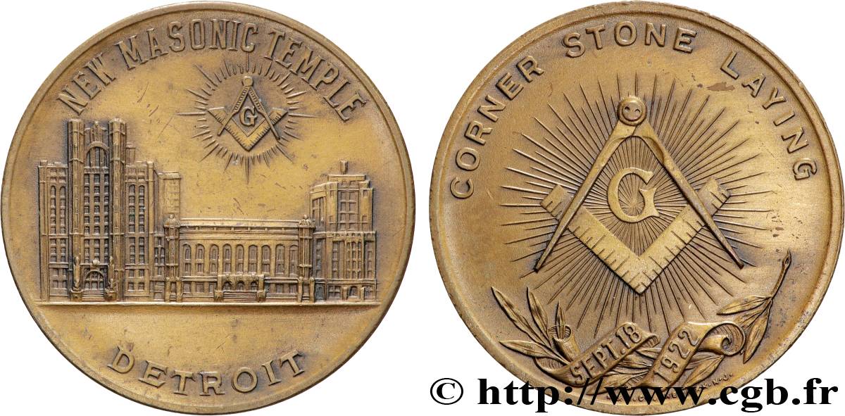 FRANC - MAÇONNERIE ORIENT DE DETROIT, NEW MASONIC TEMPLE TTB