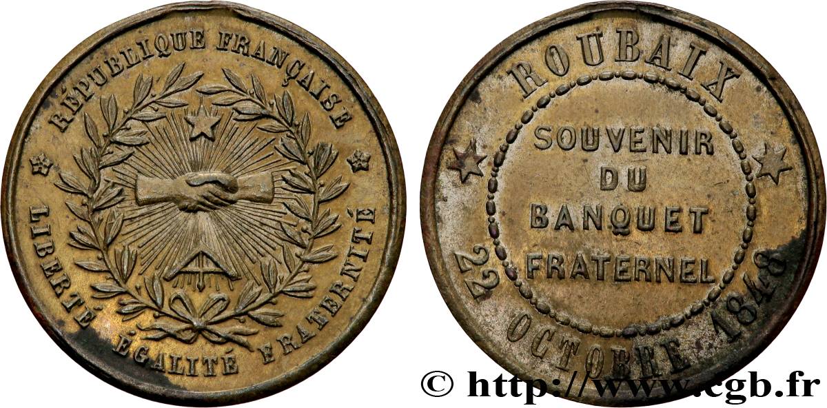 SECOND REPUBLIC Médaillette, Souvenir du banquet fraternel AU