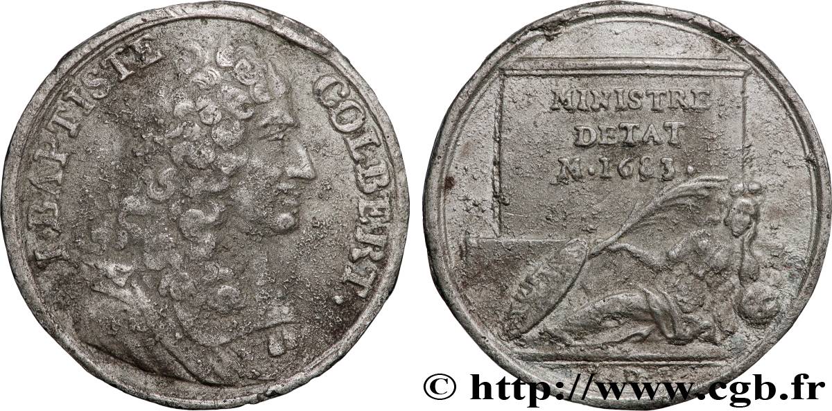 LOUIS XIV LE GRAND OU LE ROI SOLEIL Médaille, Jean-Baptiste Colbert TTB