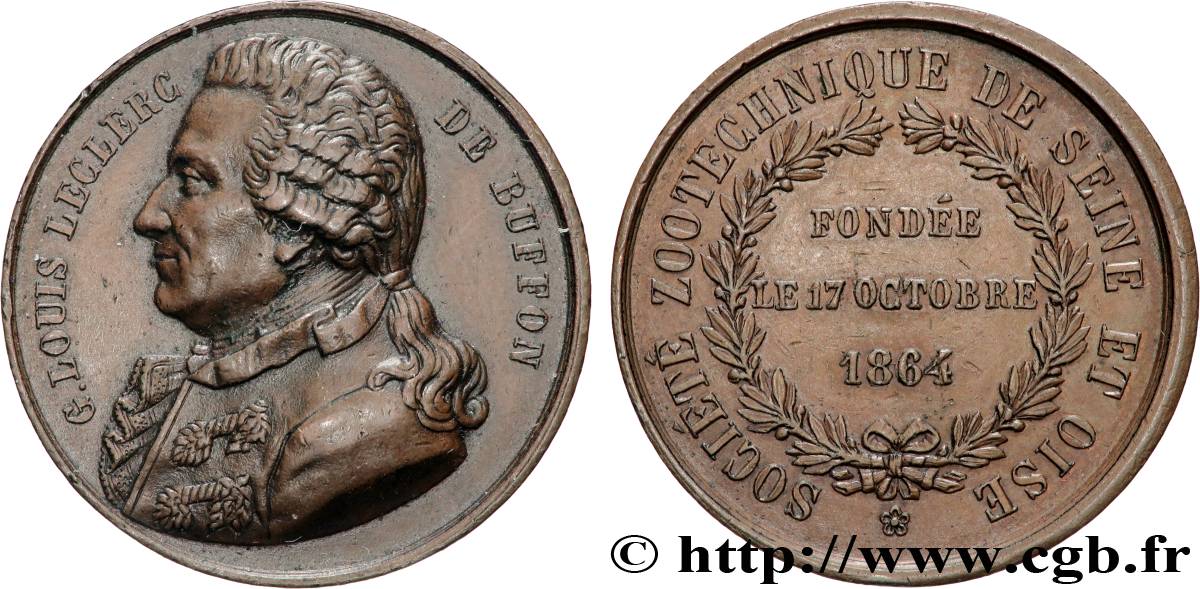 ACADÉMIES ET SOCIÉTÉS SAVANTES Médaille, Georges-Louis Leclerc, comte de Buffon, Société zootechnique TTB+