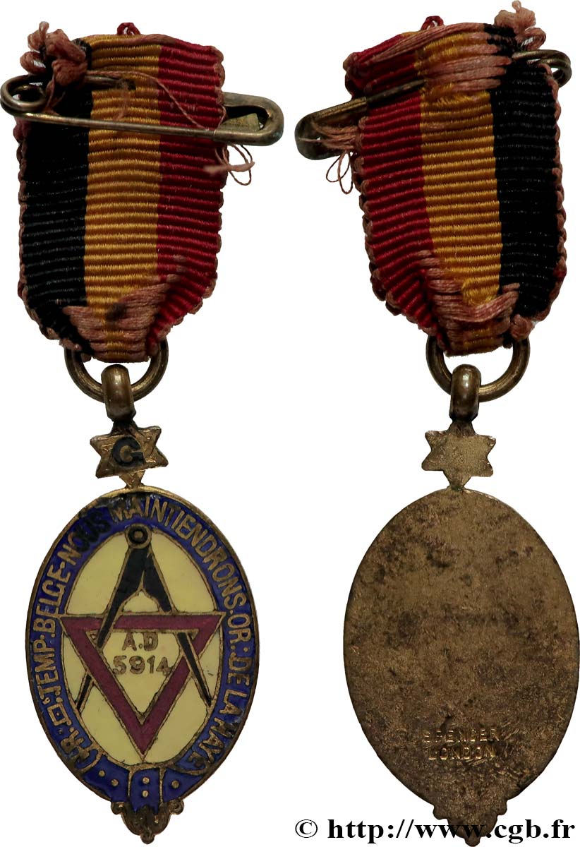 FRANC - MAÇONNERIE Médaille, Orient de La Haye, Tempérance belge, nous maintiendrons TTB