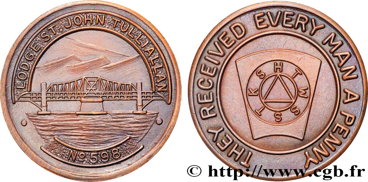 FRANC-MAÇONNERIE - PARIS Médaille, Lodge Saint John Tulliallan, n°598 VZ