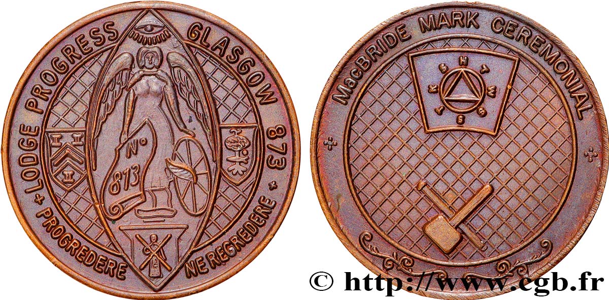 FRANC - MAÇONNERIE Médaille, Lodge Progress Glasgow n°873 SUP