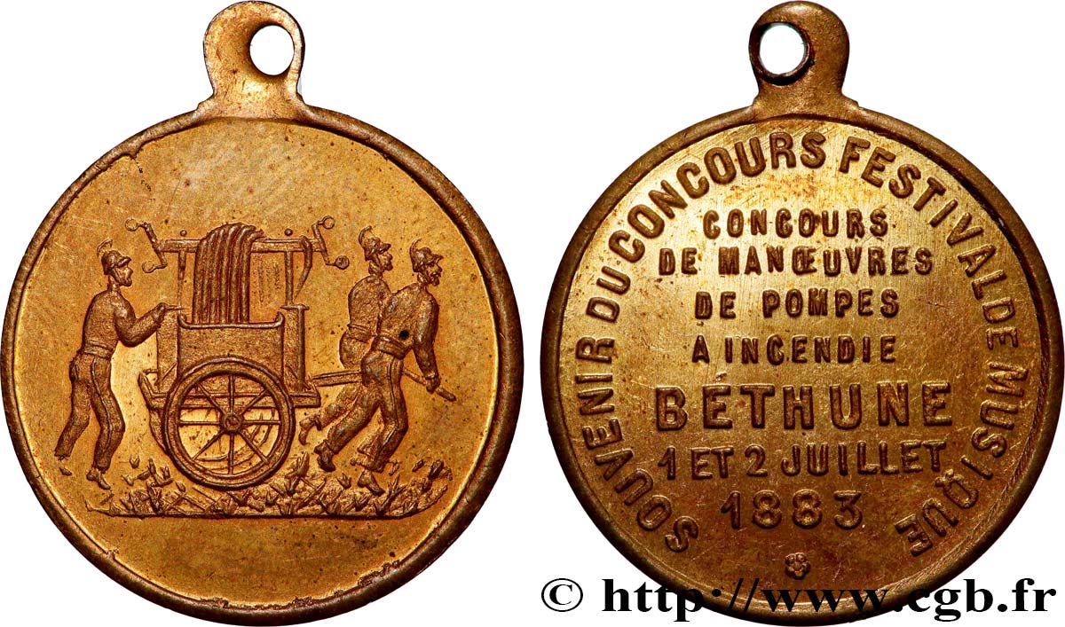 III REPUBLIC Médaille, Souvenir du concours festival de musique, Concours de manoeuvres de pompes à incendie AU