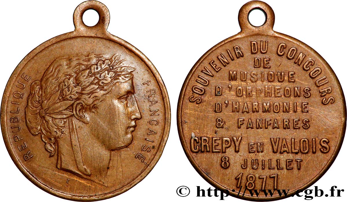 TERCERA REPUBLICA FRANCESA Médaille, Concours d’orphéons, d’harmonie et de fanfares MBC+