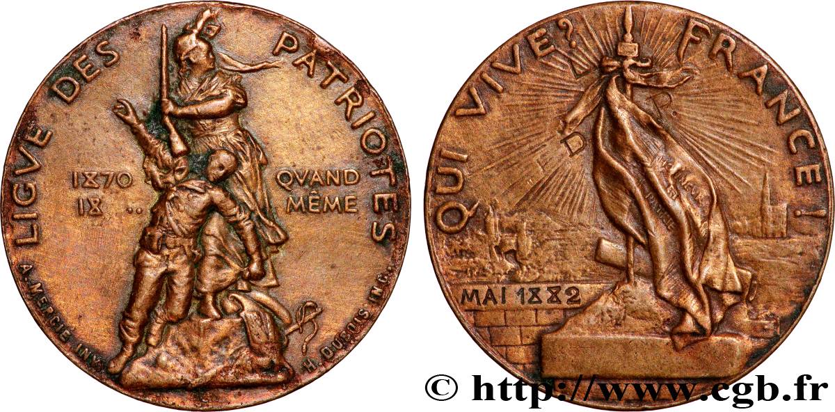 TROISIÈME RÉPUBLIQUE Médaille, Ligue des patriotes TTB