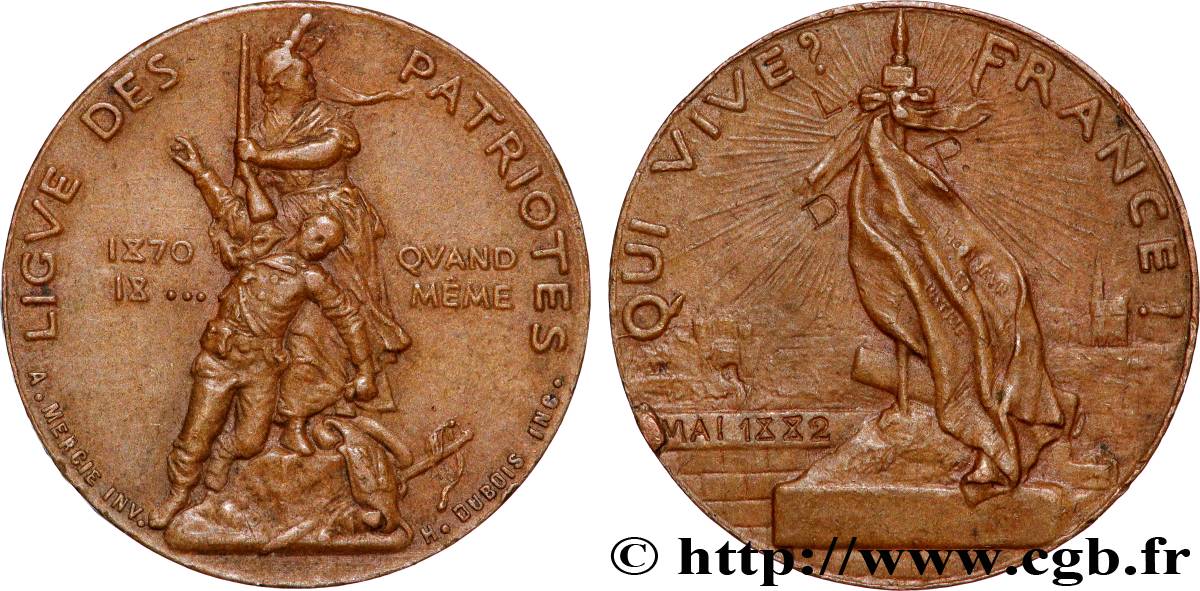 TROISIÈME RÉPUBLIQUE Médaille, Ligue des patriotes TTB+