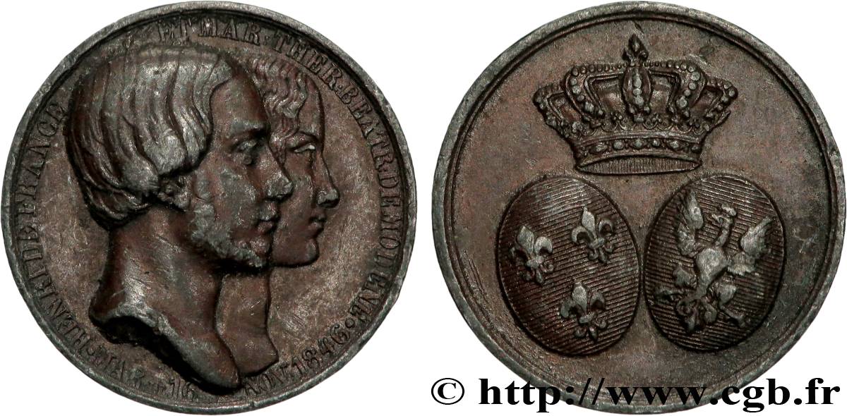 LOUIS-PHILIPPE Ier Médaille, Mariage d’Henri de France et Marie Thérèse de Modène TTB