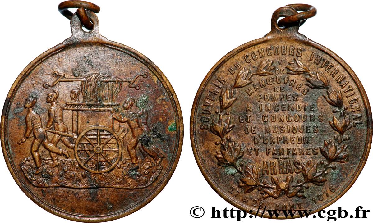 TROISIÈME RÉPUBLIQUE Médaille, Souvenir du concours de manoeuvres de pompes à incendie TTB
