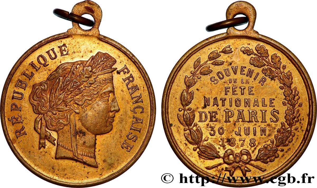 TROISIÈME RÉPUBLIQUE Médaille, Souvenir de la fête nationale TTB+