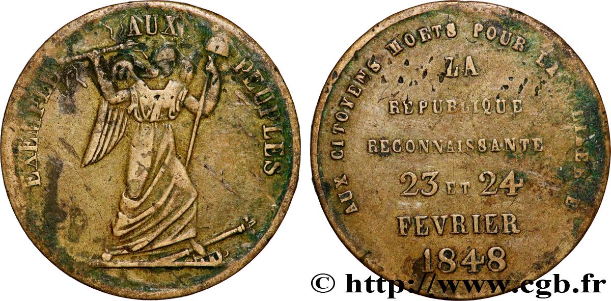 DEUXIÈME RÉPUBLIQUE Médaille en mémoire des événements de 1848 TB+
