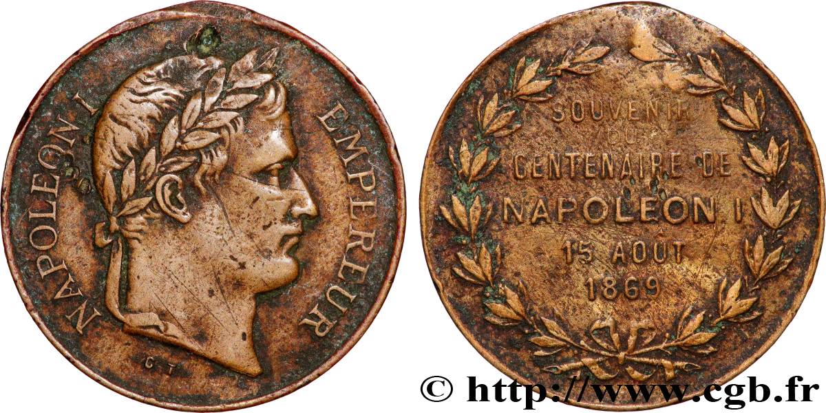 SECOND EMPIRE Médaille, Souvenir du centenaire de Napoléon Ier TTB