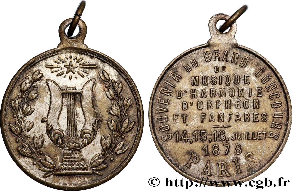 TERZA REPUBBLICA FRANCESE Médaille, Souvenir du concours de musique, d’harmonie, d’orphéon et fanfares BB