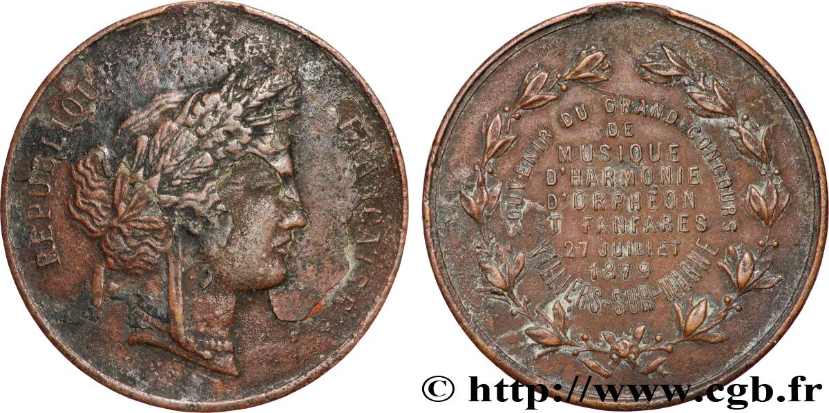 III REPUBLIC Médaille, Concours de musique VF