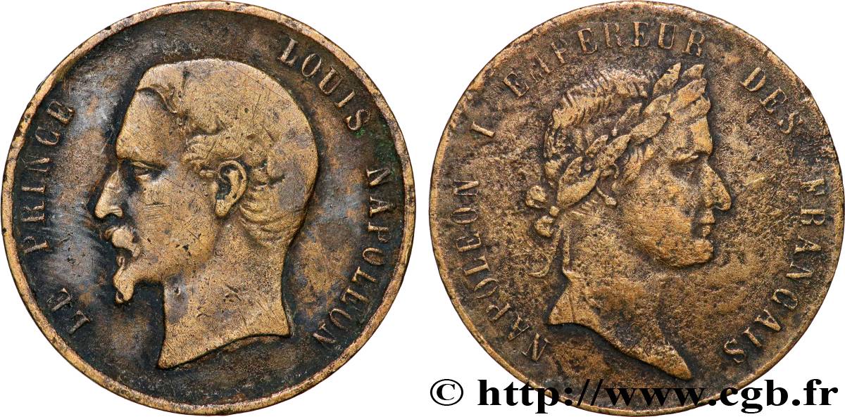 SECOND EMPIRE Médaillette commémorative, Napoléon III et Napoléon Ier TB+