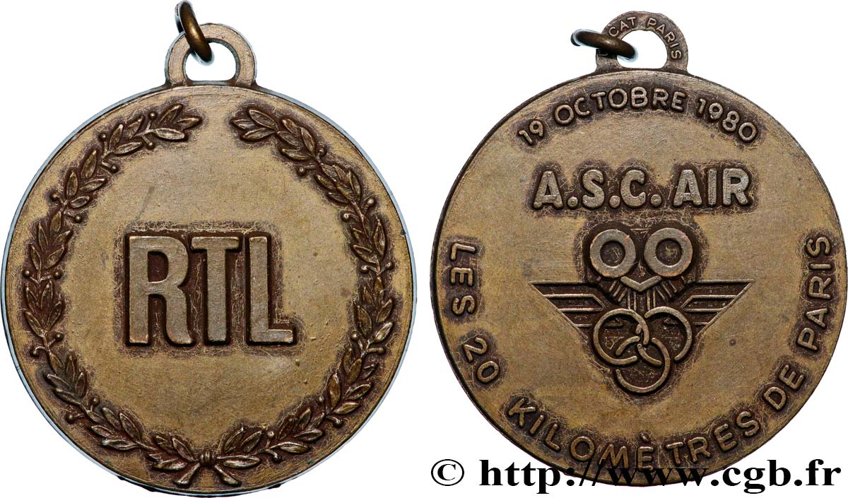 CINQUIÈME RÉPUBLIQUE Médaille, Les 20 kilomètres de Paris TTB+