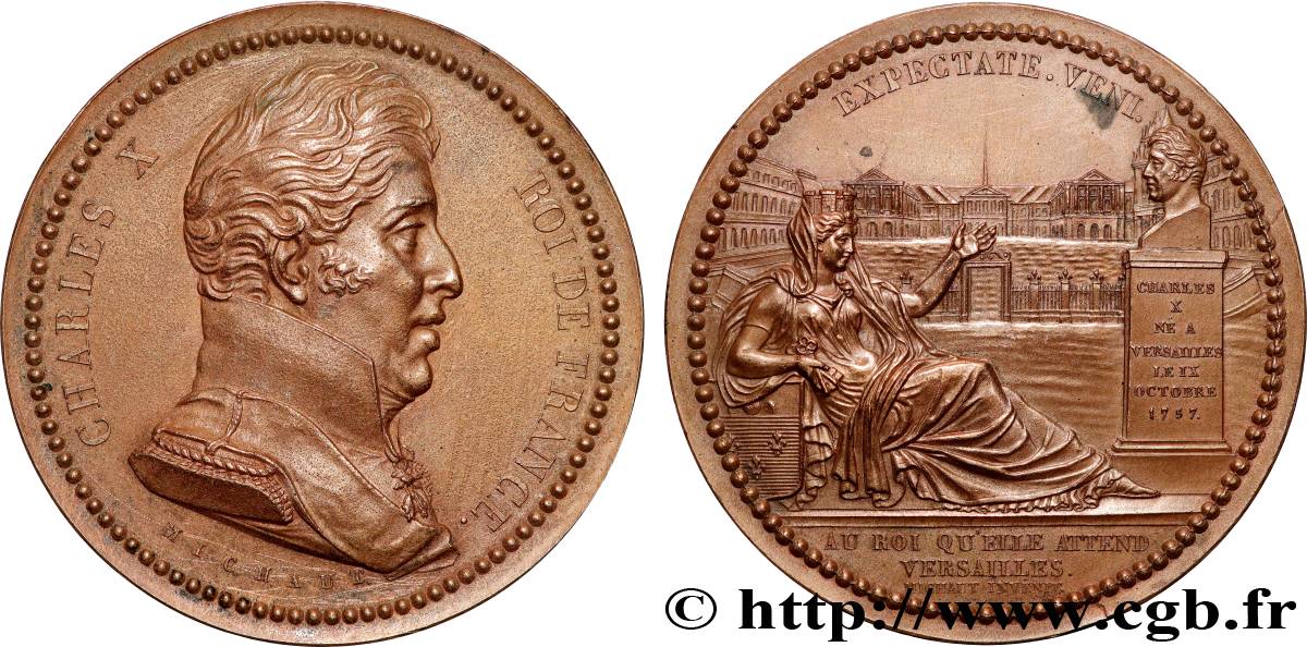 CHARLES X Médaille des voeux des habitants de Versailles TTB