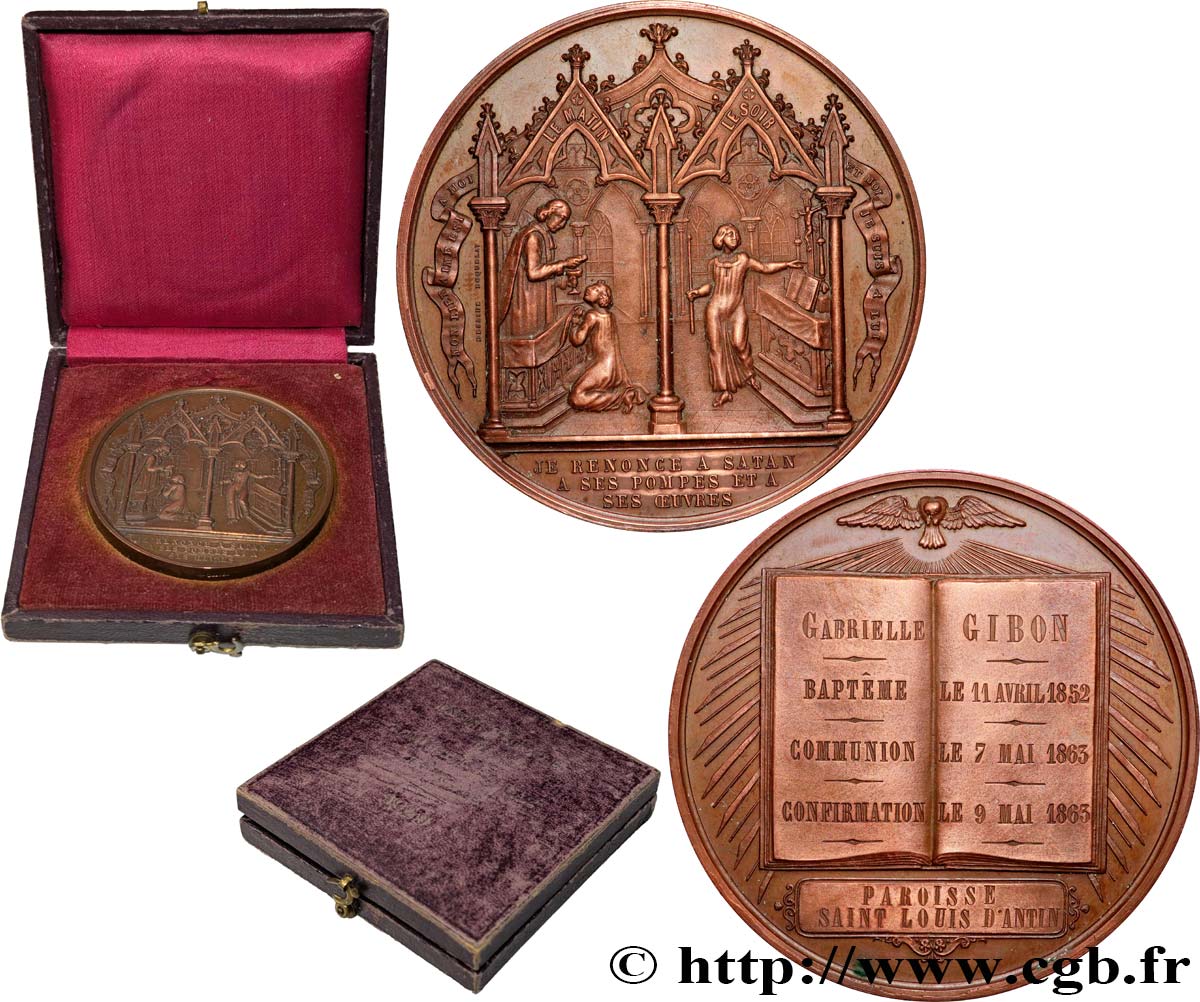 SECOND EMPIRE Médaille de Baptême, Communion et Confirmation AU