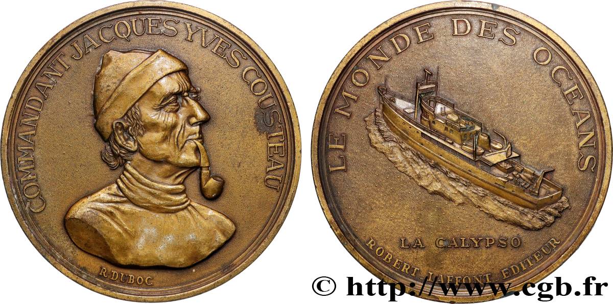 PERSONNAGES CÉLÈBRES Médaille, Commandant Cousteau, la Calypso TTB+