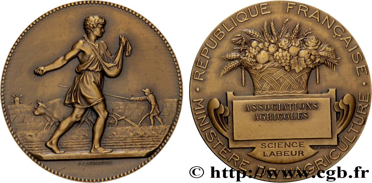 TROISIÈME RÉPUBLIQUE Médaille de récompense, Associations agricoles TTB+