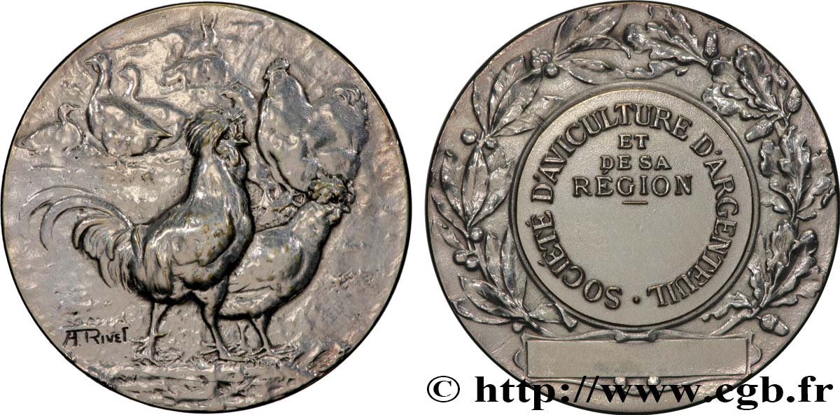 SOCIÉTÉS D AGRICULTURE, HORTICULTURE, PÈCHE ET CHASSE Médaille, Société d’aviculture BB