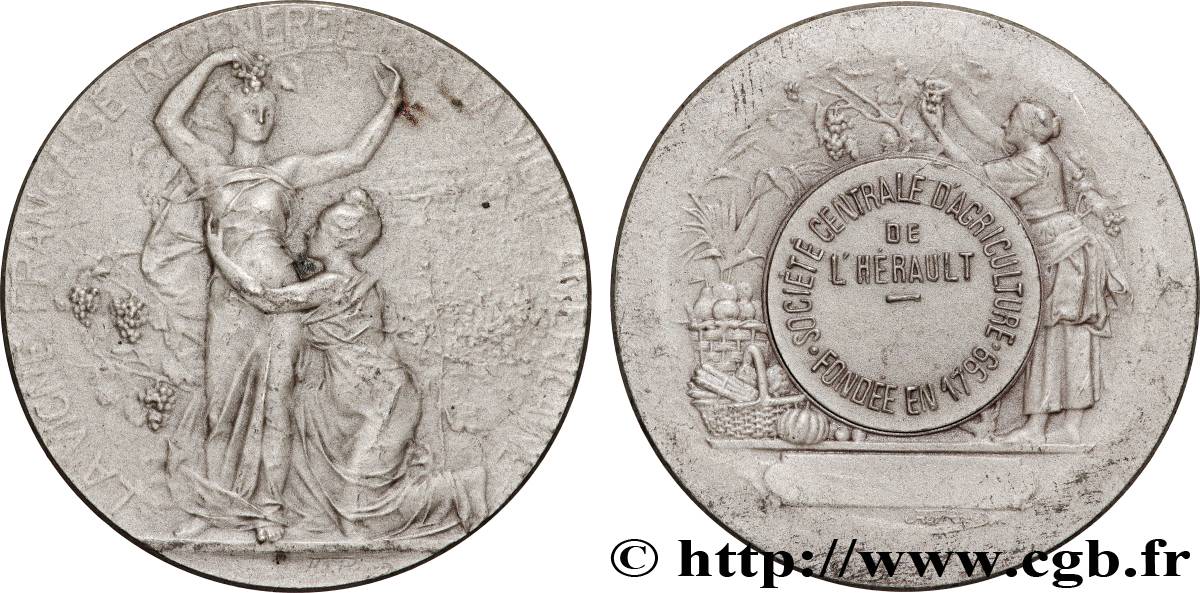 SOCIÉTÉS D AGRICULTURE, HORTICULTURE, PÈCHE ET CHASSE Médaille, Société centrale d’agriculture SS