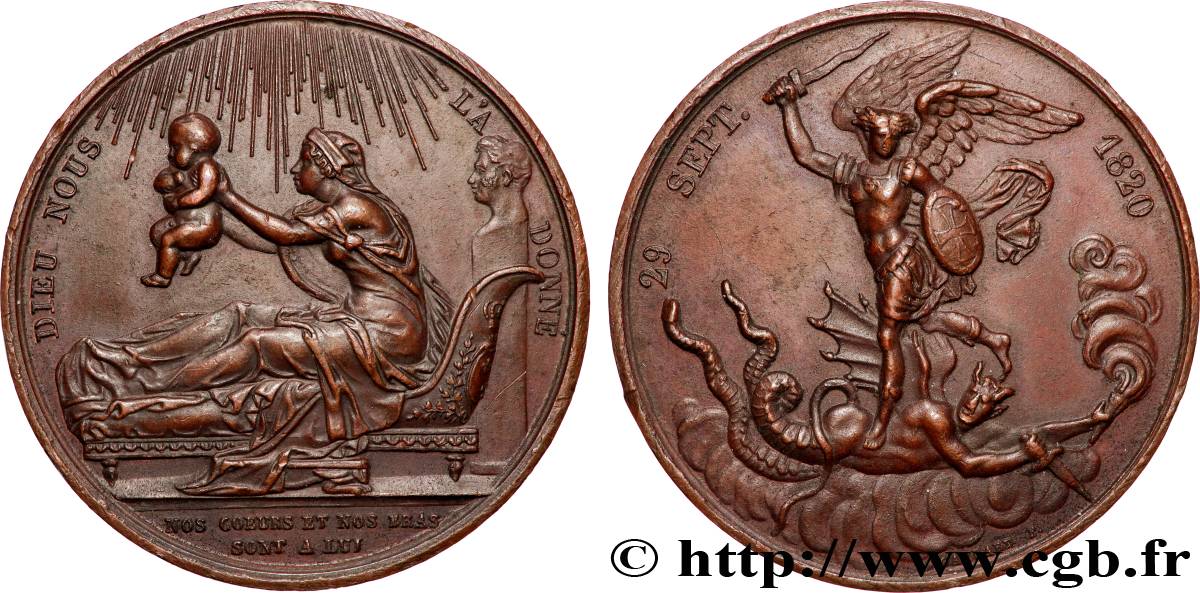 HENRI V COMTE DE CHAMBORD Médaille, Naissance de Henri, duc de Bordeaux, futur comte de Chambord q.SPL