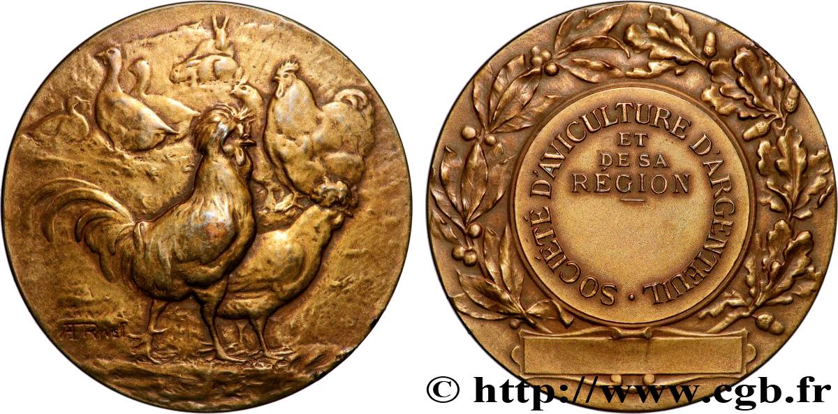 SOCIÉTÉS D AGRICULTURE, HORTICULTURE, PÈCHE ET CHASSE Médaille, Société d’aviculture SS