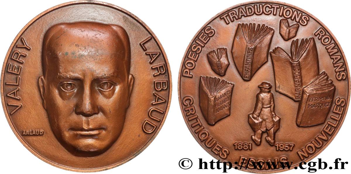CINQUIÈME RÉPUBLIQUE Médaille, Valery Larbaud TTB+/SUP