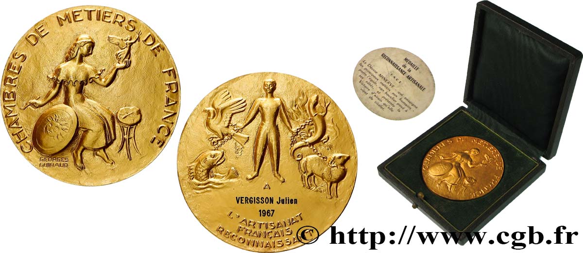 QUINTA REPUBLICA FRANCESA Médaille de récompense, Chambre de métiers de France EBC