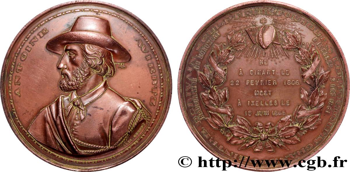 BELGIUM - KINGDOM OF BELGIUM - LEOPOLD II Médaille, Antoine Wiertz, Inauguration du monument d’Ixelles XF