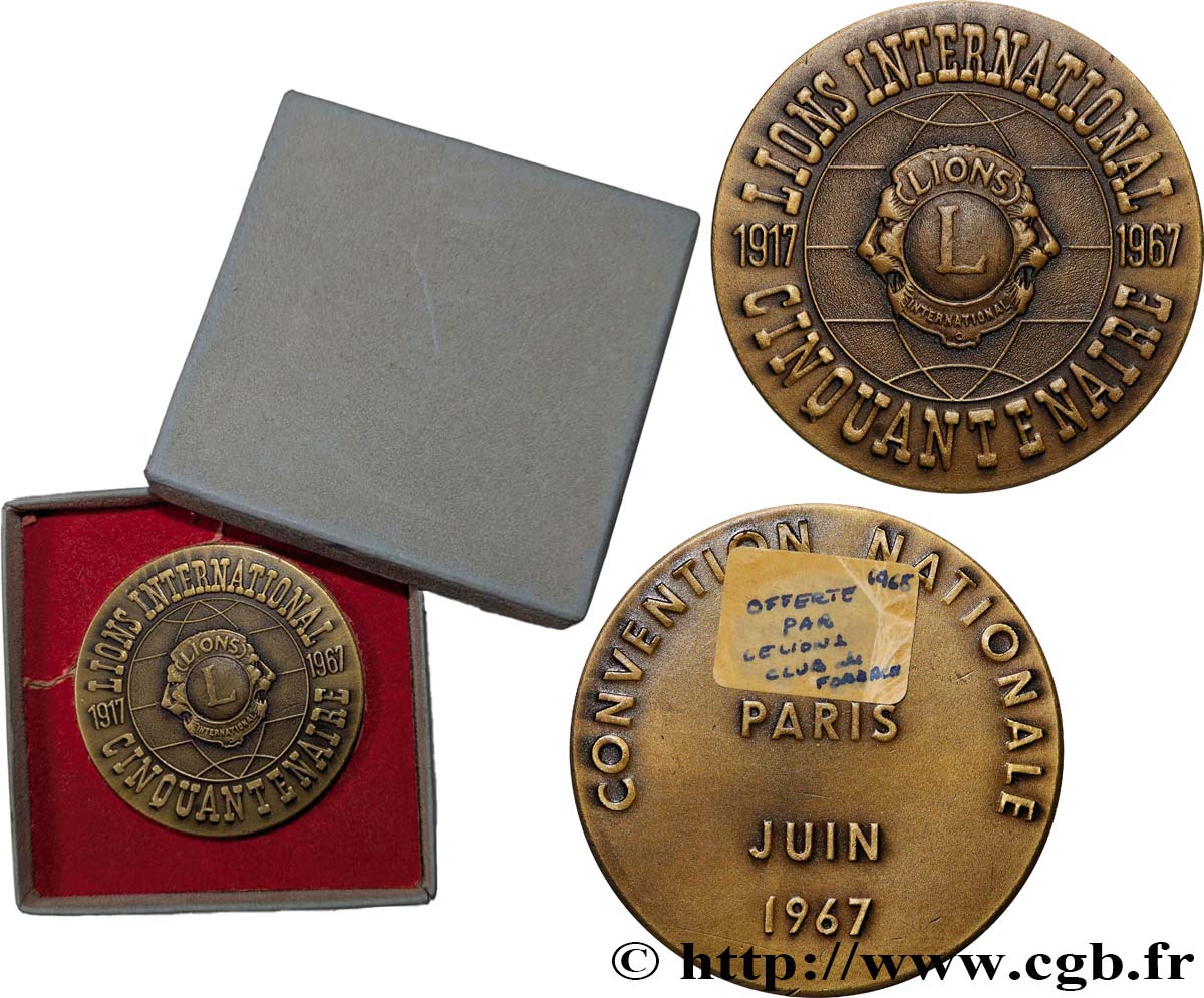 V REPUBLIC Médaille, Cinquantenaire du Lions International XF