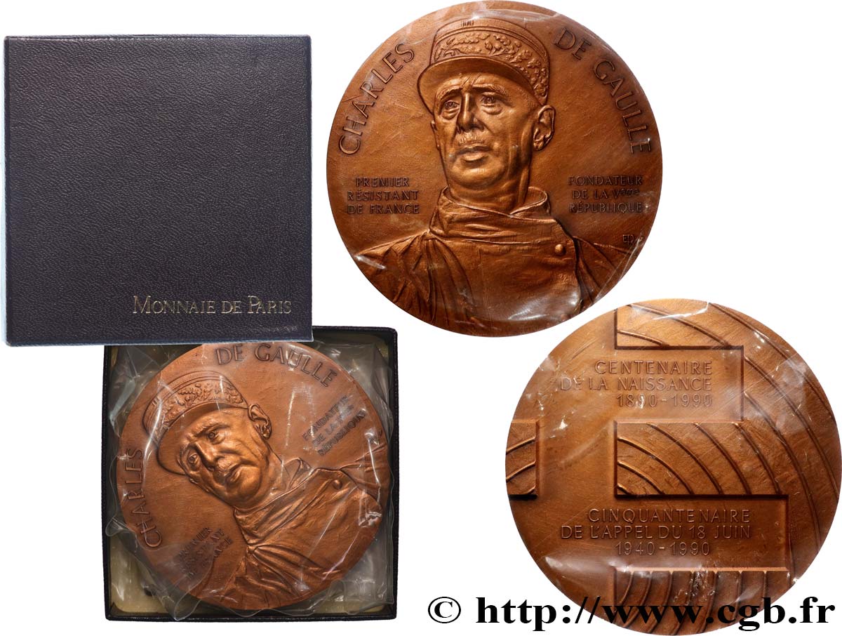 QUINTA REPUBLICA FRANCESA Médaille, Charles de Gaulle, Centenaire de sa naissance SC