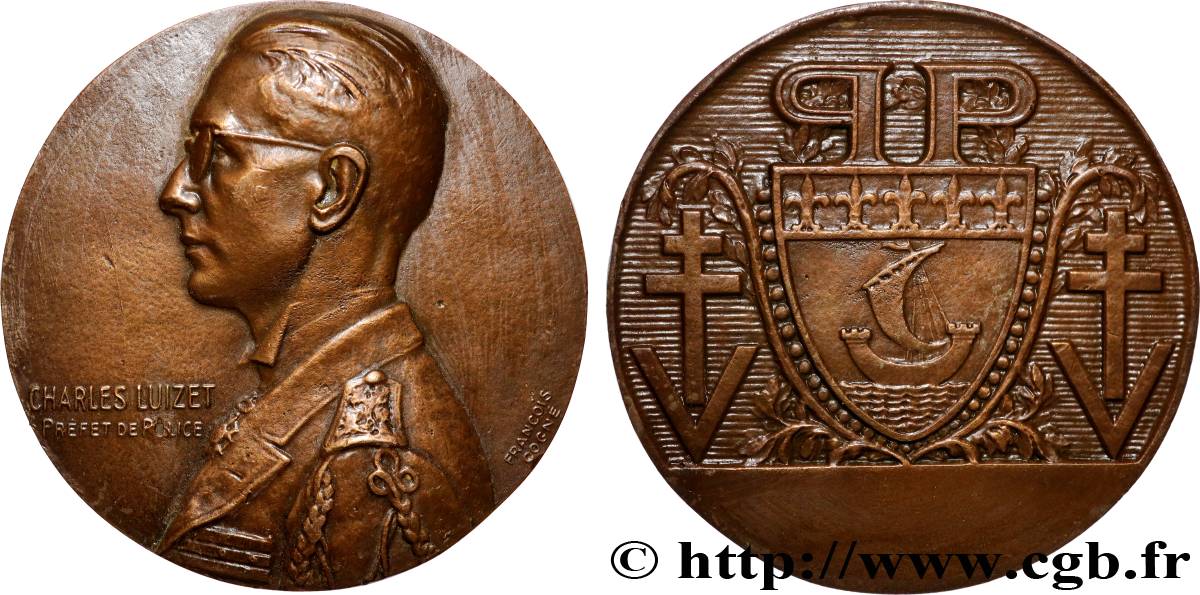 V REPUBLIC Médaille, Charles Luizet, préfet de police AU