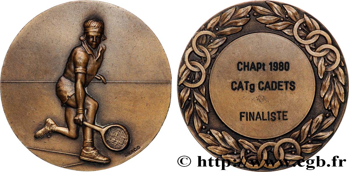 CINQUIÈME RÉPUBLIQUE Médaille, Tennis, Championnat catégorie cadets TTB+