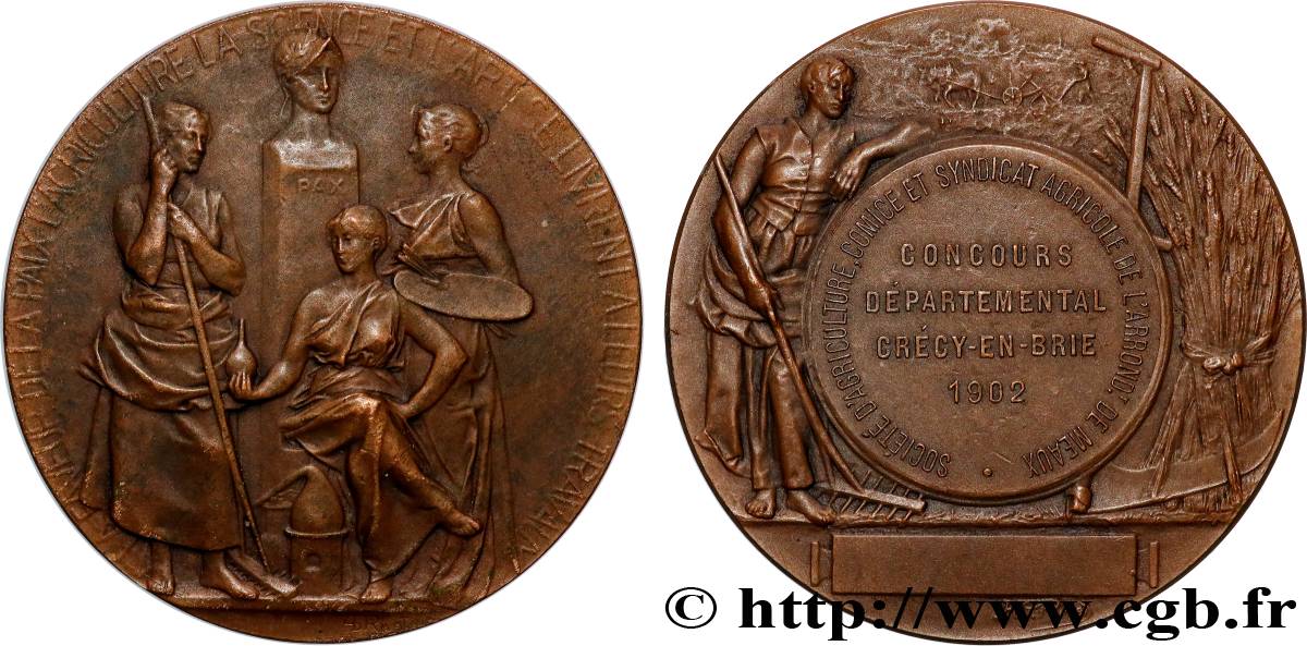 TROISIÈME RÉPUBLIQUE Médaille, Société d’agriculture, comice et syndicat agricole TTB