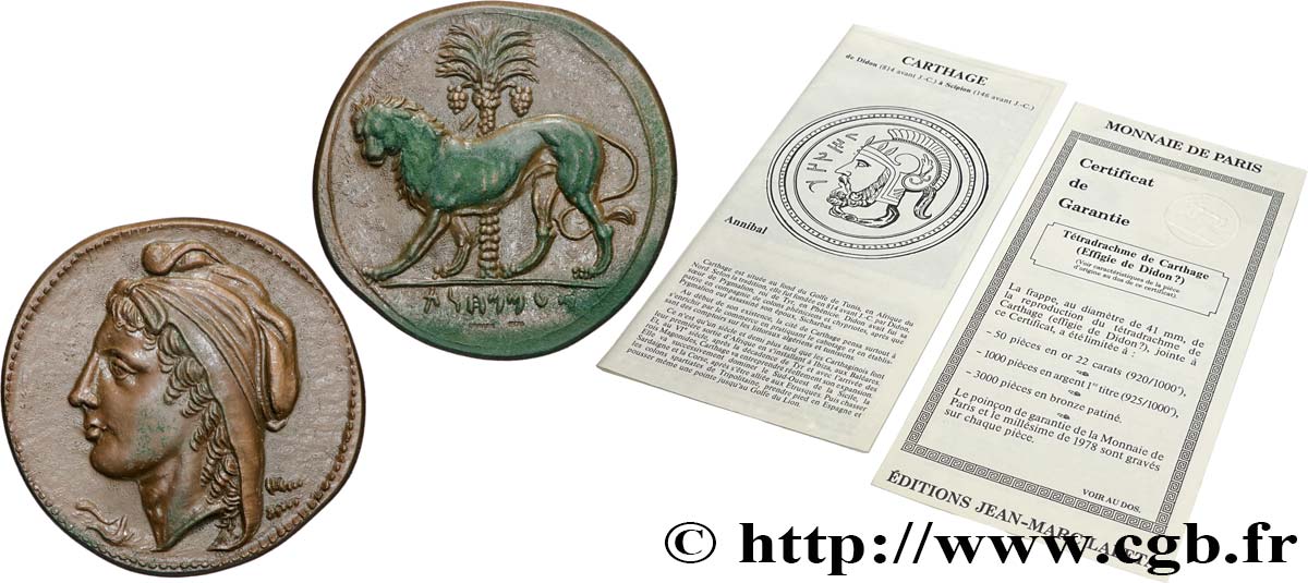 V REPUBLIC Médaille, Reproduction d’un tétradrachme de Carthage AU/AU