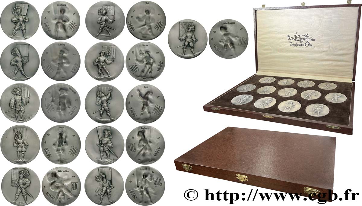 SUISSE Coffret de 13 médailles, Les provinces suisses, n°202 VZ