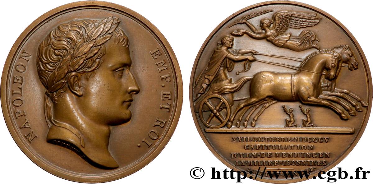 NAPOLEON S EMPIRE Médaille, Capitulation d’Ulm et de Memmingen, refrappe AU