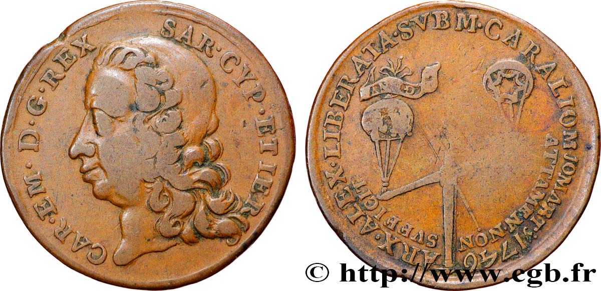 ITALIE - ROYAUME DE SARDAIGNE - CHARLES-EMMANUEL III Médaille, Levée du Siège d’Alexandrie TTB