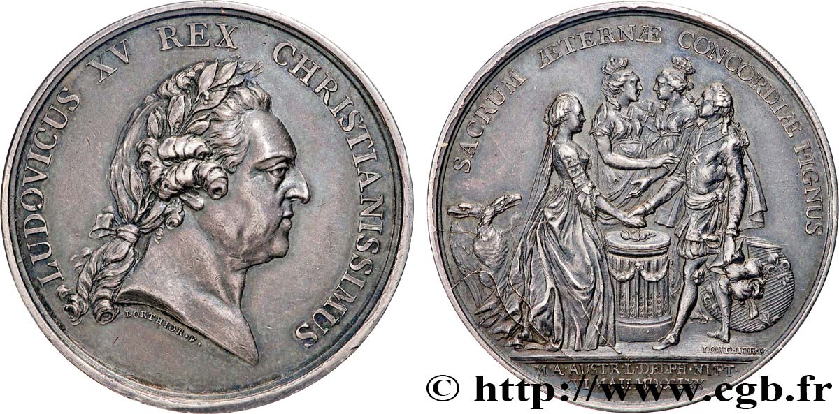 LOUIS XV DIT LE BIEN AIMÉ Médaille, Mariage du dauphin Louis et de l archiduchesse Marie-Antoinette AU/AU