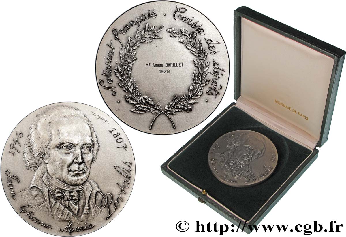 NOTAIRES DU XXe SIECLE Médaille, Portalis, Caisse des dépôts TTB+