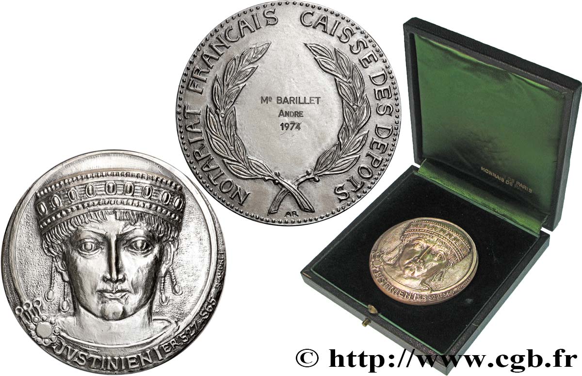 NOTAIRES DU XXe SIECLE Médaille, Justinien Ier, Caisse des dépôts SUP